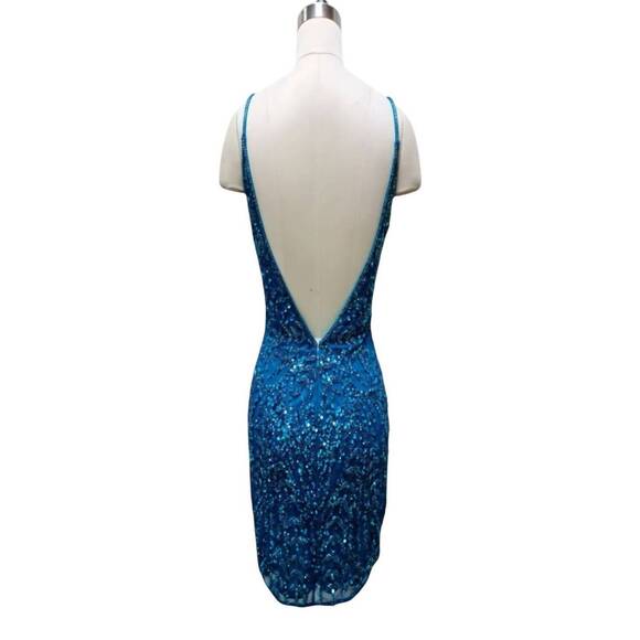 NEW PRIMAVERA women's dazzling beaded cocktail dress in peacock - Picture 2 of 2